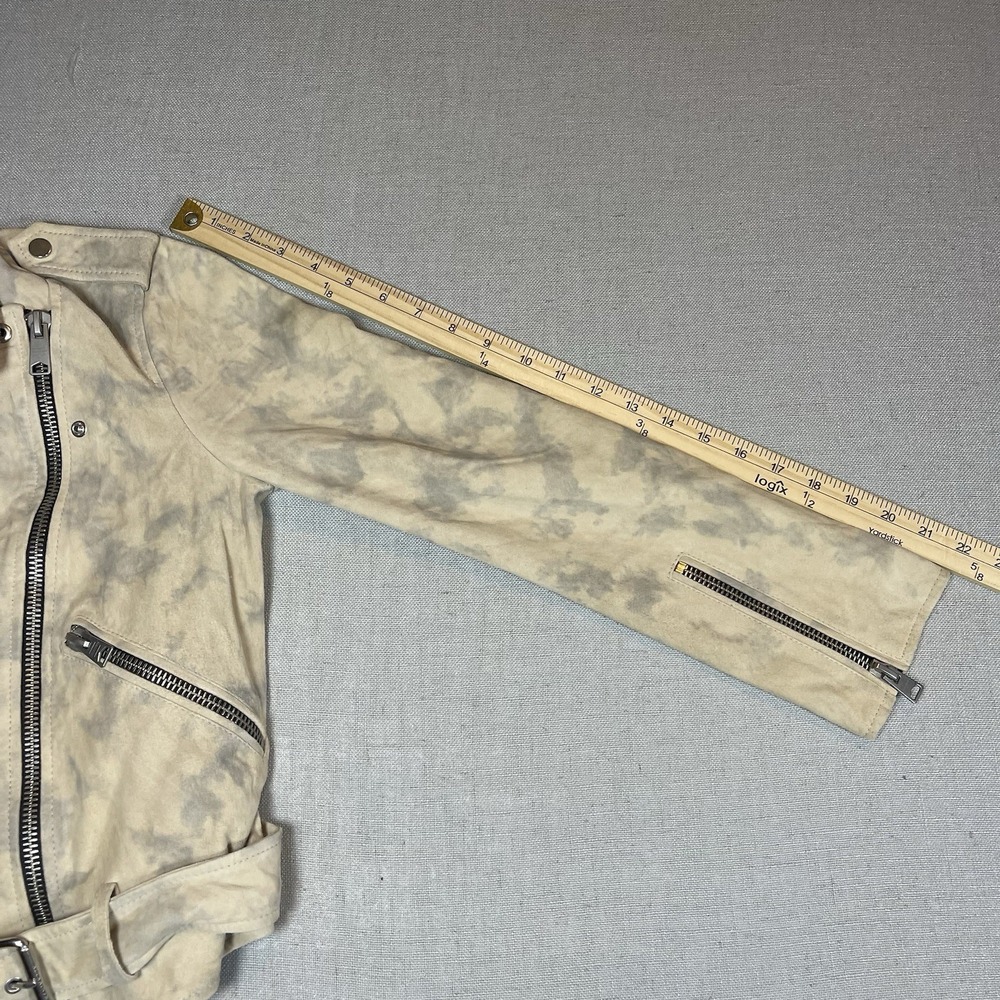 Allsaints Womens Suede Balfern Biker Jacket‎ Sz 4 Warm Taupe Marbled Luxury - Picture 16 of 16